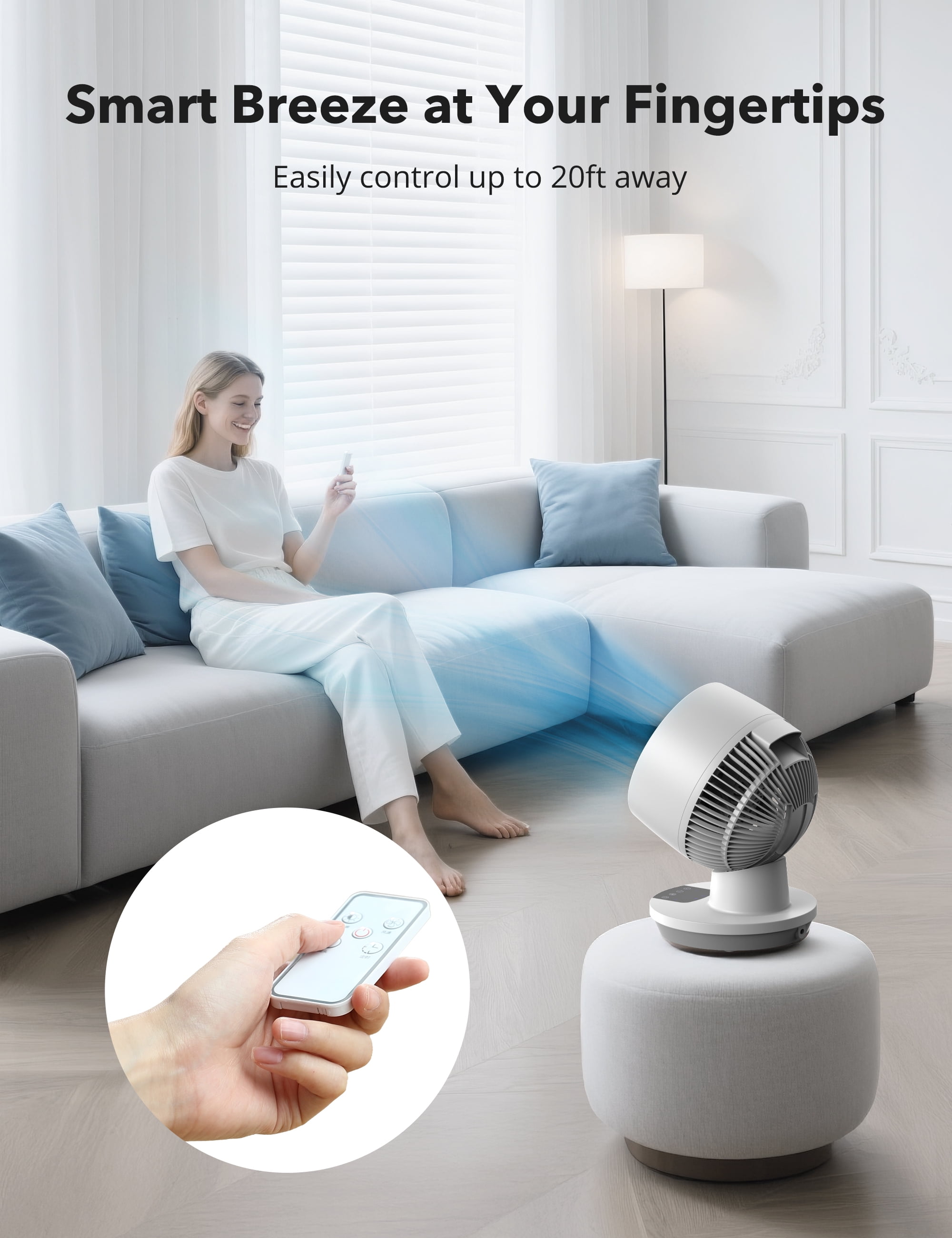 Taotronics Desk Fans, 12-Inch Air Circulator Fan for Bedroom, 60ft Powerful Airflow, Table Fan with Remote Control, 8-Hour Timer, 160° Tilt Adjustment, 3 Speeds Small Portable Fan for Home, Office