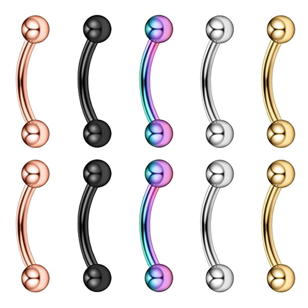 10 Piezas 16G 316L de Acero Inoxidable Sunnimix Nariz de Septum Herradura Ball Hoop 6 mm