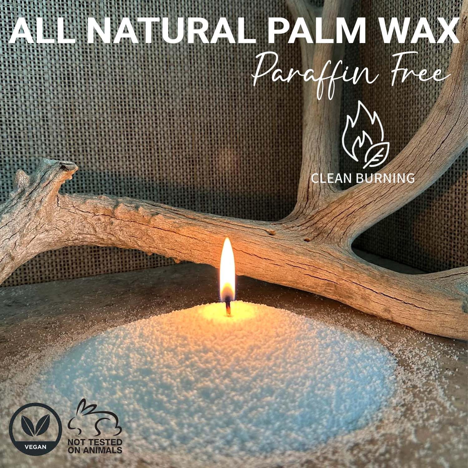 Pearled Candle Sand, 18oz Sand Wax, 30 Wicks, 2X Natural Fragrance Oils + Free Large Glass Jar, Smoke-Free Powder Snow Candles