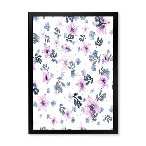 Designart 'Petals and Pink Flowers' Traditional Framed Art Print