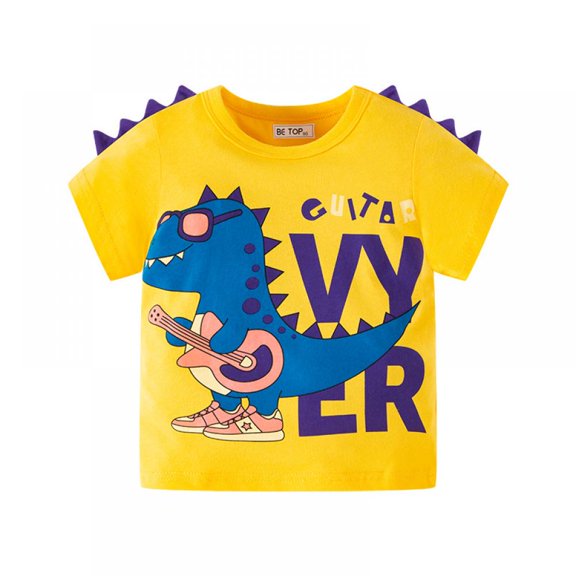 Boys' Short-sleeved T-shirt Cartoon Dinosaur T-shirt Top Casual Shirt 2-8 Years