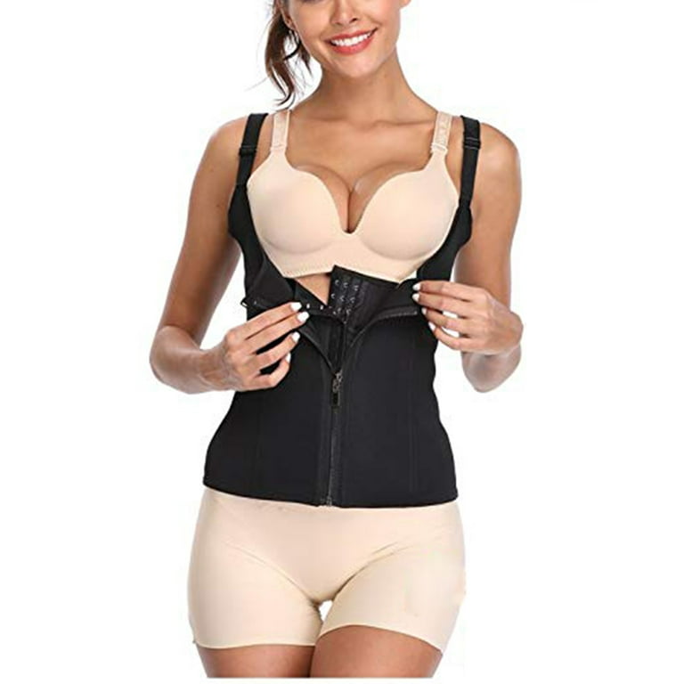 6 Spiral Steel Bone Slim Vest Plus Size Shapewear Corset Waist Trainer Vest  Women Body Shaper Corset Strap Tummy Control Underwear S-3XL Gray/Black 