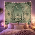 thumbnail image 2 of Layered Lotus and Crescent Moon Arch with Botanical Scrolls, Serene Vintage for Boho Decor Lovers, Botanical Wall Art, Housewarming Gift Tapestry Wall Hanging for Living Room and Bedroom, 2 of 7