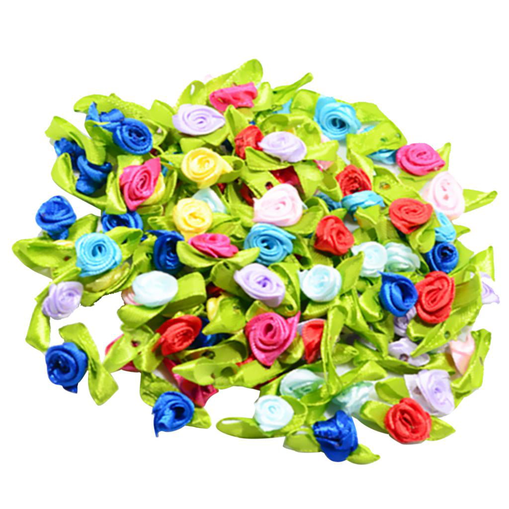 15mm Miniature Rose Satin Ribbon Flowers Roses Craft Decorative Craft Flowers 