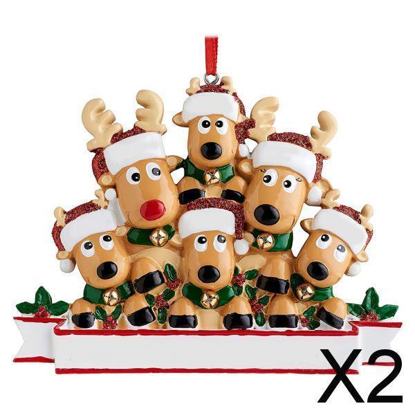6 Adornos para de Navidad, Colgante Familiar de Ciervo Y Alce, Decoración Navideña, 6 Renos 2 piezas