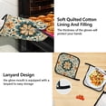 thumbnail image 4 of Mandala Flower 5 Pcs Kitchen Set Heat Resistant Oven Mitts and Non-Slip Pot Holders with Adjustable Cooking Apron, 4 of 6