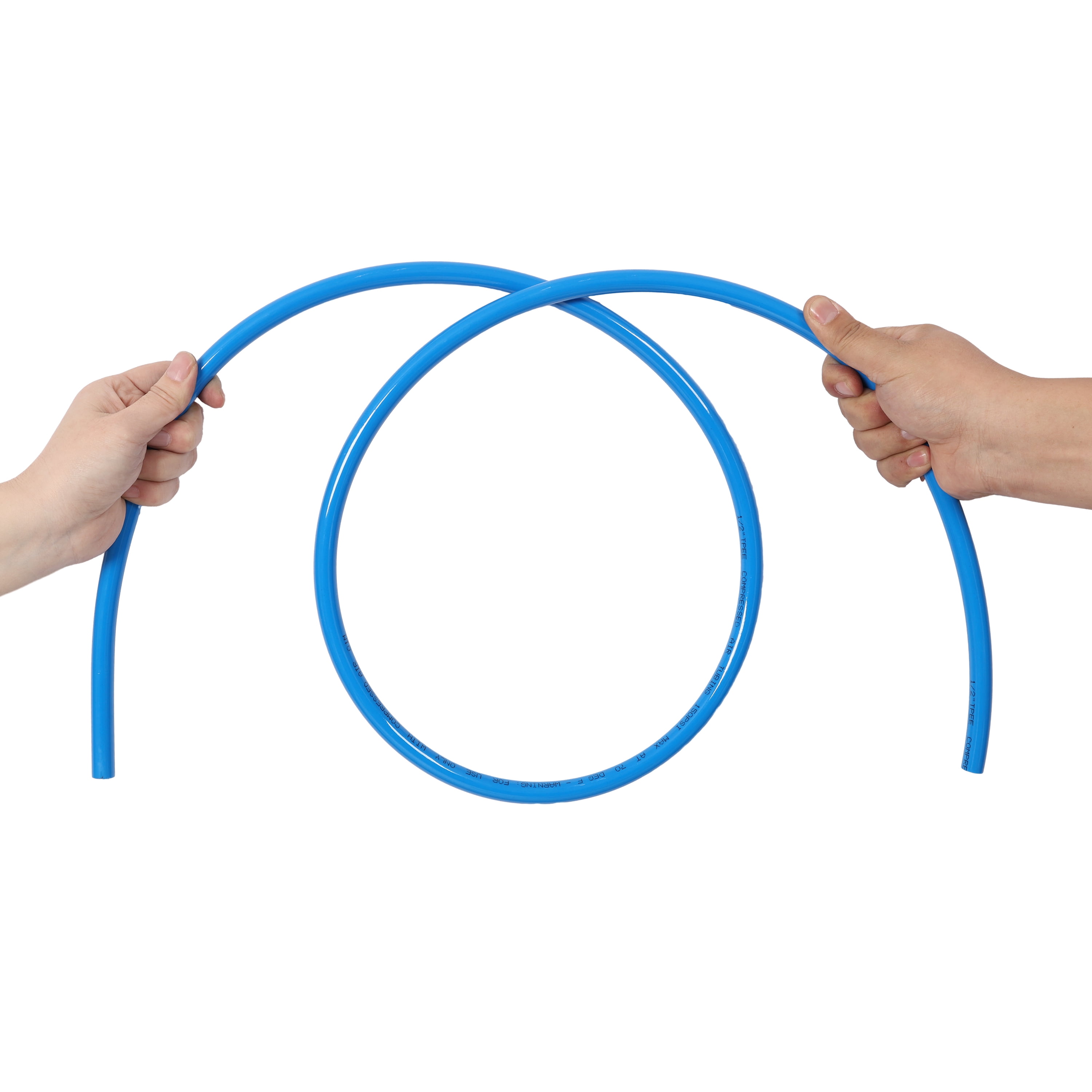 Air Push to Connect Kit: Complete 1/2" (OD) / 3/8" (ID) x 100-Feet TPEE Tubing Air Piping System,Blue Tubing
