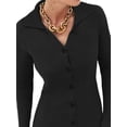 thumbnail image 3 of DYMADE Women Long Sleeve Lapel Cardigan Buttons Knit Fabric Bodycon Dress, 3 of 4