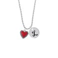 thumbnail image 2 of Delight Jewelry Silvertone Red Heart with Beaded Border Silvertone Script Initial Disc - L - Charm Necklace, 20"+3", 2 of 4