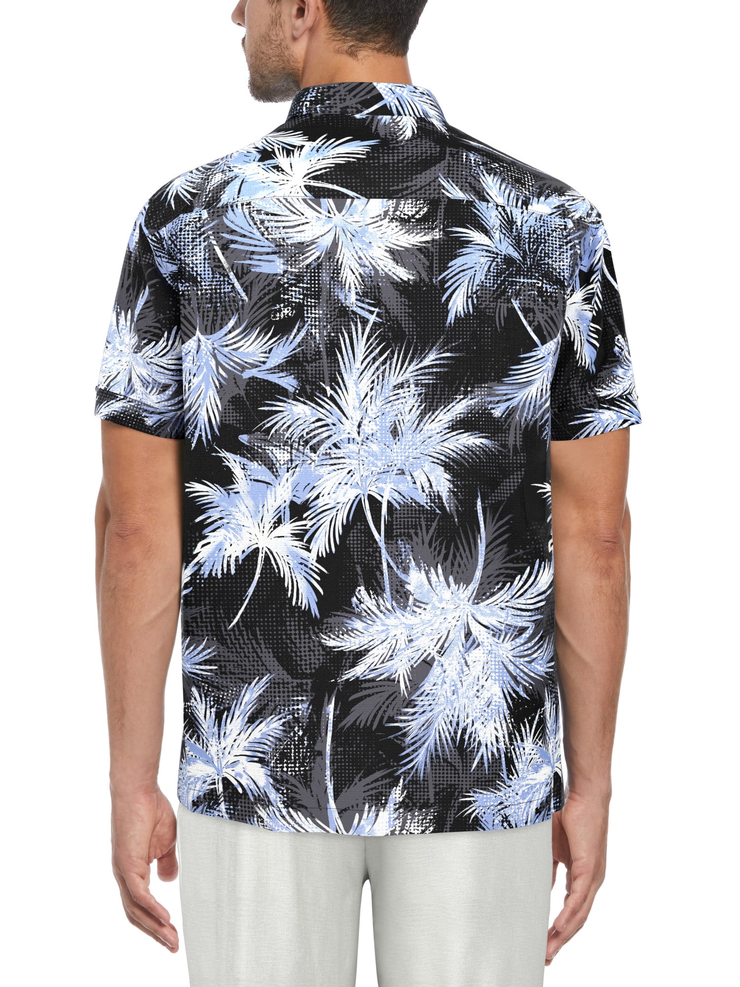 Cafe Luna Men’s Palm Print Short Sleeve Shirt, up to Size 5XL