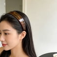 thumbnail image 3 of UNLLLL Glossy Wide Acetate Headband, Tortoiseshell Pattern Hairband, Flexible and Comfortable Fit with Non Slip Inner Lining, for Women's Daily Hair Styling (Coffee), 3 of 6
