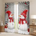 thumbnail image 2 of jejeloiu Cute Snowman Blackout Curtains,Pink Christmas Gifts Curtains Pack of 2 (38x45 Each),Red White Window Curtains For Girl Kids,Microfiber Bedroom Decor, 2 of 6