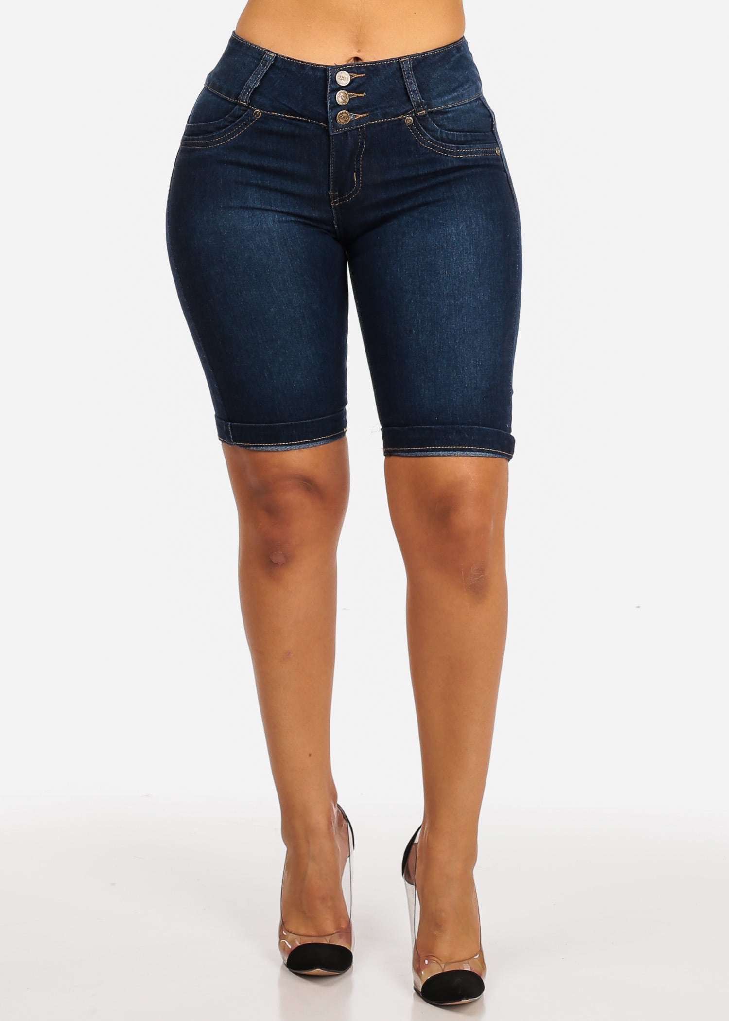 3 button high waisted shorts