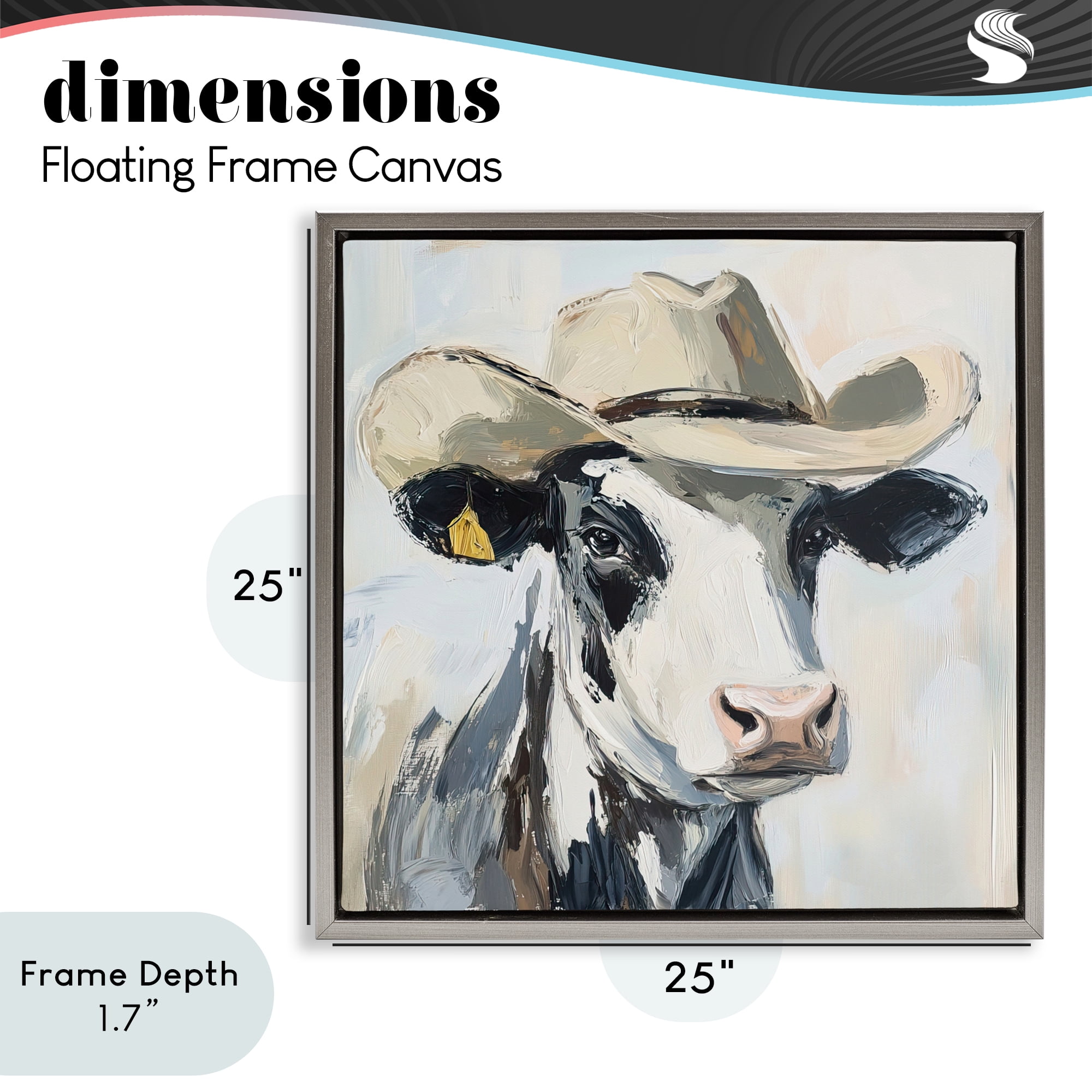 Stupell Industries Cowboy Carl Cow Gray Framed Floater Canvas Wall Art, design by Tina LeCour