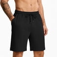 thumbnail image 2 of Men Gym Shorts Men's Jacquard Casual Shorts with Pocket, Drawstring Elastic Waist Loose Shorts, Summer Casual Versatile Shorts Daily Black L, 2 of 9