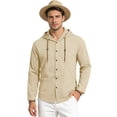 thumbnail image 5 of GrmtClth Mens Cotton Linen Shirts Button Down Hoodies Long Sleeve Casual Beach Tops Lightweight Fashion Shirt with Hood for All Season 3XL, 5 of 6
