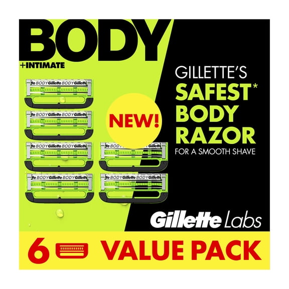 GilletteLabs Body Intimate Razor Blade Refills, 6ct