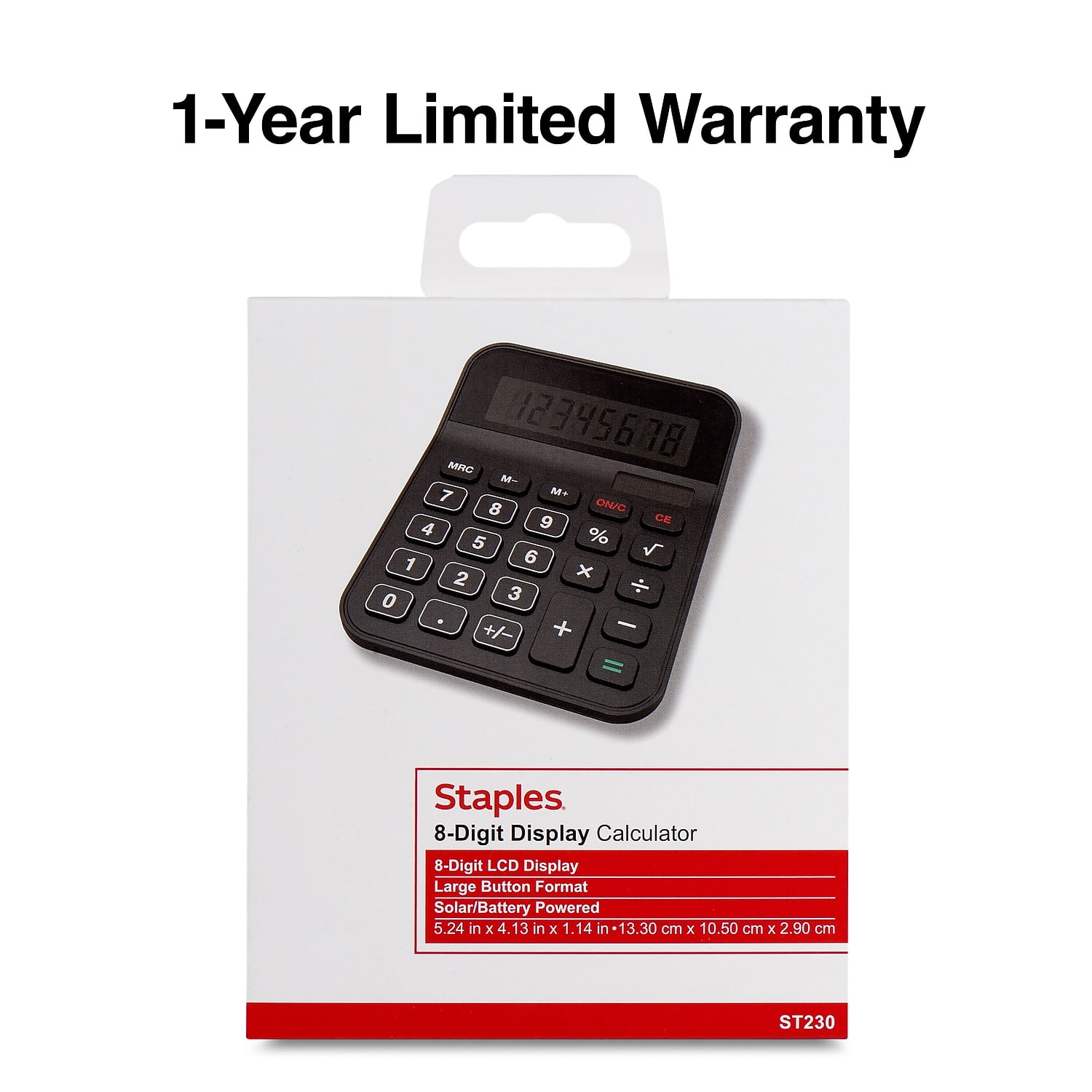 WorkLife Brands Desk Calculator Desktop - Last Digit Erase, Battery, Black - 1 Piece