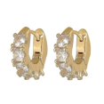 thumbnail image 1 of 1 par de lindos pendientes de aro pequeños de color dorado, tendencia 2022, nuevos con C transparente, blanco, 1 of 5