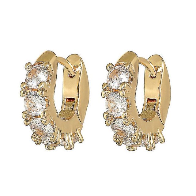 1 par de lindos pendientes de aro pequeños de color dorado, tendencia 2022, nuevos con C transparente, blanco