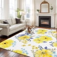 thumbnail image 2 of Large Area Rugs for Living Room Bedroom, Yellow Watercolor Floral 8'x10' Rug Washable Carpet Runner Indoor Outdoor, Spring Flower Abstract Art Non Slip Floor Mats Rug for Kitchen, Patio, 2 of 8