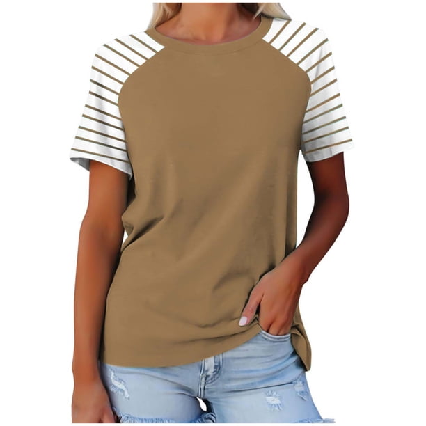 Camisetas de Manga Corta para las Mujeres a Cuadros Impreso Botón Casual Camiseta, Camisetas de Mujer Casual para Primavera Verano