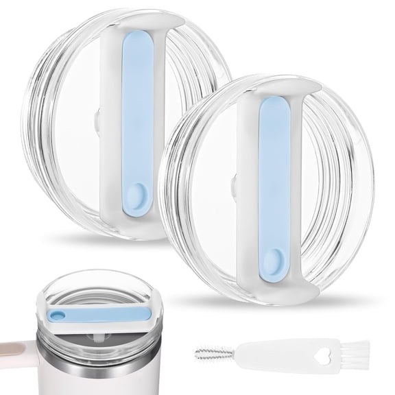 2 Pack 40 Oz Tumbler Lid Replacement, Leak-Proof Cover with Brush