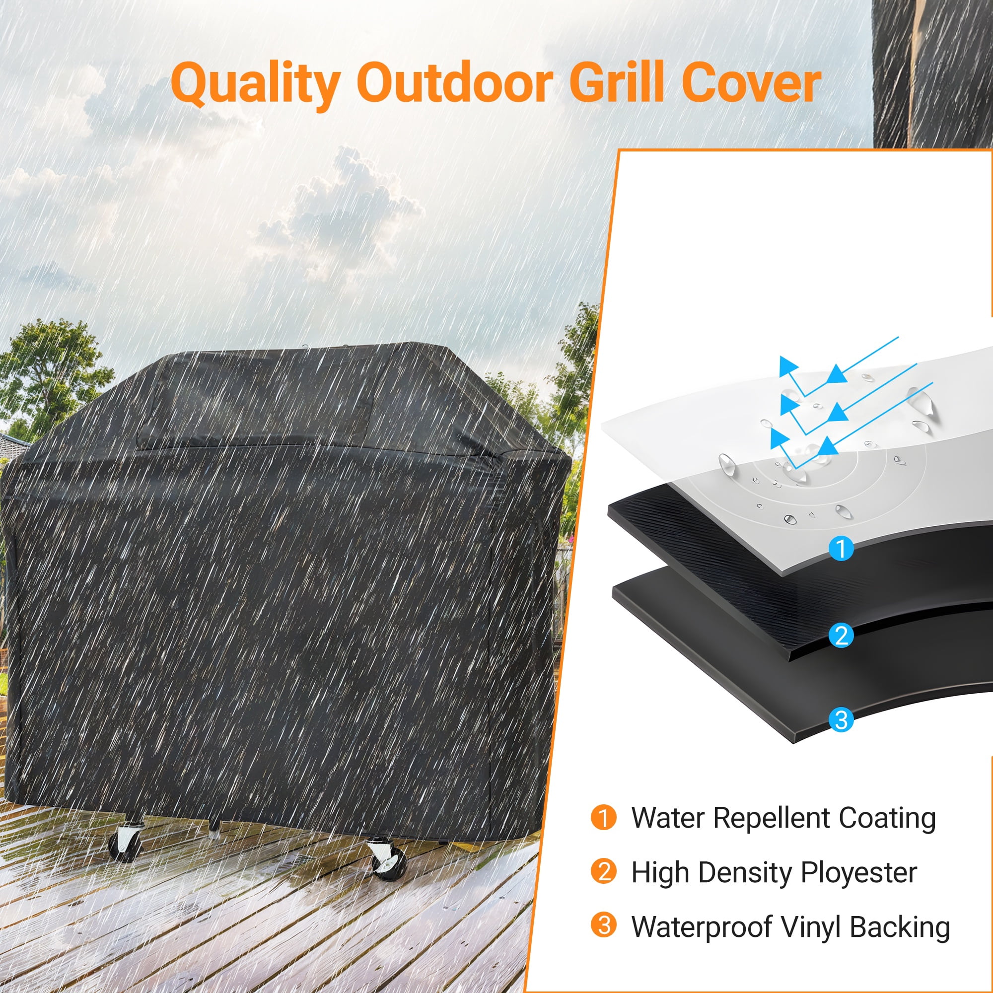 Gas Grill w/Side Burner, 40500BTU Propane Grill with Cover, Stainless Steel Outdoor BBQ 2 Cooking Areas, Portable Grill for Camping Patio