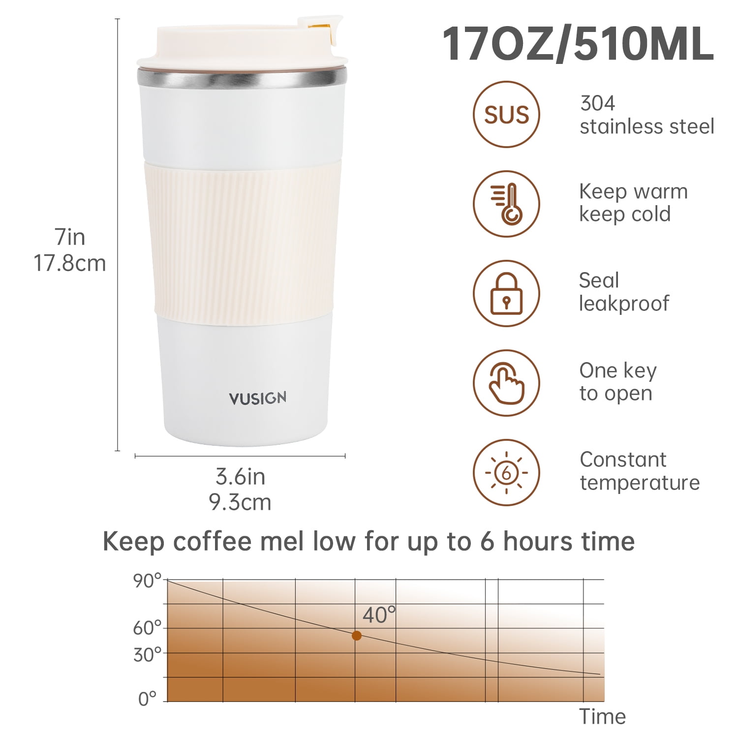 Scizorito Stainless Steel Vacuum Thermos, Hot & Cold Beverage Portable  Insulated Kettle, Car Portable Travel Coffee Mug with Leak-proof Built-in  Lid