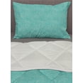 thumbnail image 3 of Aqua Comforter & Sham Bedding Set, Vintage Botanic Nature Leaves Veins Swirls Ivy Mosaic Inspired Image Print, 3 pcs Duvet Set Microfiber Filling Quilt, 5 Sizes, Turquoise and White, by Ambesonne, 3 of 4