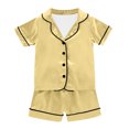 thumbnail image 2 of Kids Satin Pajamas For Girls Boys Solid Summer Button Down Pajamas Shorts Set Toddler Sleepwears Girls Pajama Sets 4T, 2 of 5