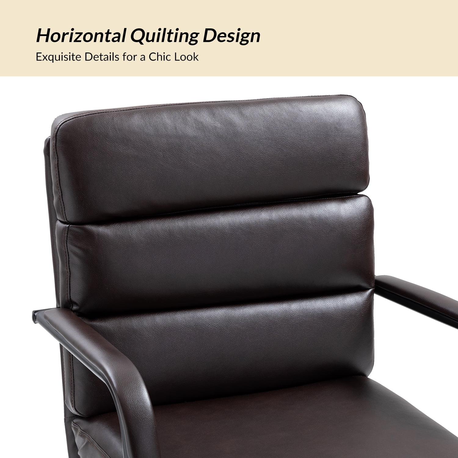 Ergonomic Office Chair Faux Leather Desk Chair Executive Swivel with High Back and Padded Cushion Brown
