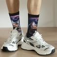 thumbnail image 6 of KLL Purple Moon Cat Print Cool Socks Men's Women's Crew Socks Funny Crazy Novelty Stockings, 6 of 6