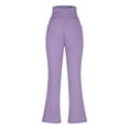 thumbnail image 6 of Women's Fleece Lined Pants High Waist Winter Thermal Warm Flare Leggings Hiking Yoga Pants Women with Pockets,Purple XL, 6 of 6