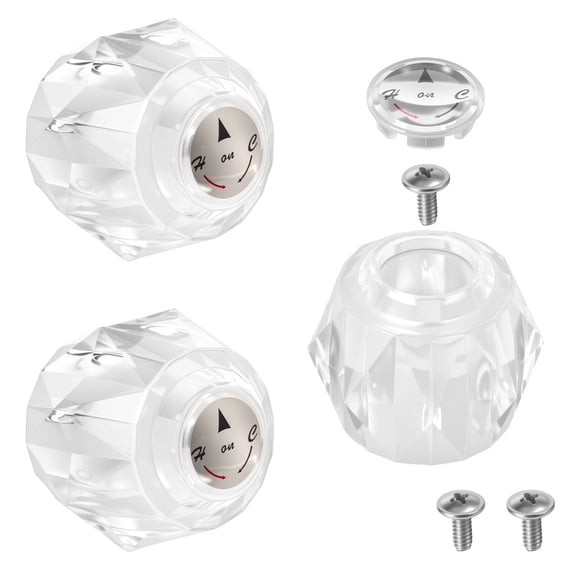 TMWEFUSC 3Pcs Shower Knob Replacement for Faucet RP2391 Clear Shower Faucet Handle Replacement Acrylic Knob Handle Kit with Offset Hole for Bathroom