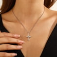 thumbnail image 3 of Ydou 14K White Gold Plated Cross Necklace and Earring Set for Women - Cubic Zirconia Faith Jewelry Sets with Cross Pendant Stud Earrings for Women Mom Birthday Aniversary Gift, 3 of 9