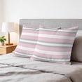 thumbnail image 6 of Pillow Covers 18x18 Set of 2, Pink Grey Stripe Square Throw Pillow Covers for Couch/Sofa/Living Room, Minimalist Farmhouse Striped Decorative Soft Pillowcases for Couch Throw Pillows, 6 of 9