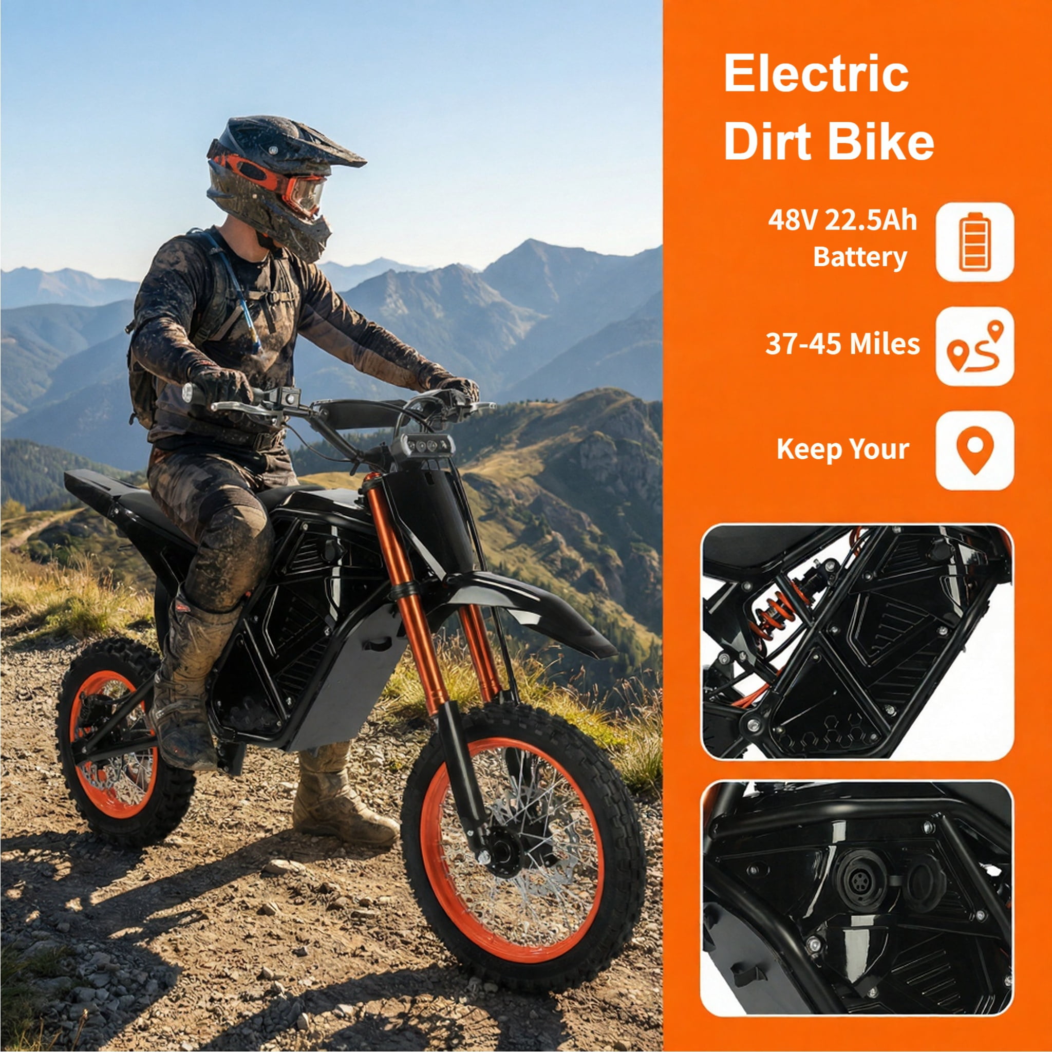 2000W Electric Dirt Bike for Adults Teens, 37MPH Off-Road EBike, 48V 23AH Removable Battery, 14/12" Fat Tires, Hydraulic Brakes, Mountain Trail Motorcycle for Ages 13+