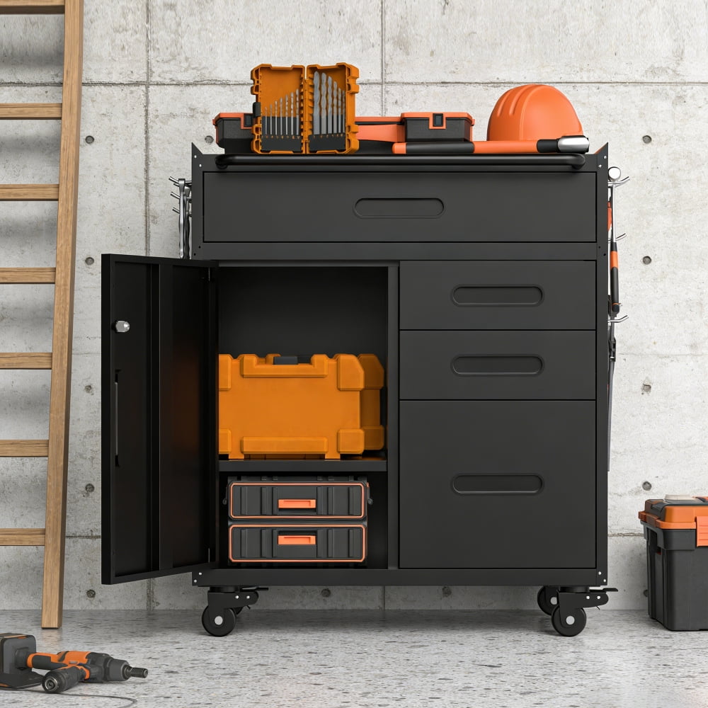 34.3" Rolling Tool Chest with 6 Drawers - Mobile Garage Cabinet Organizer, All-Drawer Design for Small Parts & Tools, Heavy Duty Steel Construction