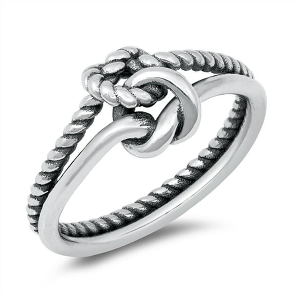 Cute Nautical Double Rope Knot Promise Ring .925 Sterling Silver Band Jewelry Female Male Size 10
