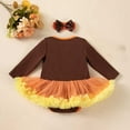 thumbnail image 4 of NAFUU Baby Girls Clothes Toddler Girls Thanksgiving Outfits Cute Print Long Sleeve Romper Tutu Dress Headband Set Baby Halloween Clothes Vintage Party Outfit 6-12 Months, 4 of 5