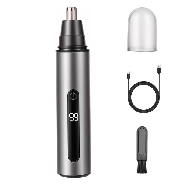 Recortadora de pelo nasal SYAWS Pantalla LED recargable por USB plateada