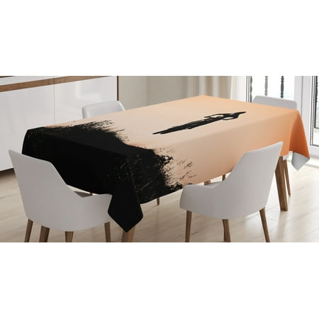 

Ambesonne Teen Room Tablecloth Rectangular Table Cover Motorbike Jump Hills 60 x84 Seal Brown Vermilion