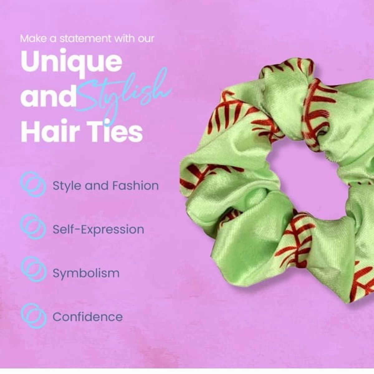 Softball Scrunchie, White Softball  (9 Pack)