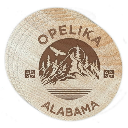 

Opelika Alabama 4 Pack Engraved Wooden Coaster Camp Outdoors Design