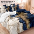 thumbnail image 2 of Orylavena Navy Blue and Gold Marble Microfiber Duvet Cover Set, Full, 3-Piece, 2 of 8