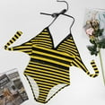 thumbnail image 6 of Bumble Bees Swimsuit Sexy Yellow And Black Stripes One Piece Swimwear Push Up Bodysuit Fashion Vaion Bath Bathing Suits, 6 of 7