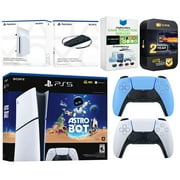 Sony PlayStation 5 Astro Bot Slim Digital Bundle with Disc Drive, Extra Controller, Vertical Stand, MightySkins Game Collection Services and 2 Year Extended Warranty - Starlight Blue