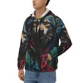 thumbnail image 3 of Kdxio Vintage Wolf Warrior Print Men Hoodies Casual Hoodies for Men with Zip Pockets Full Zip Long Sleeve Sweatshirt Sports Hooded Jacket-Small, 3 of 5