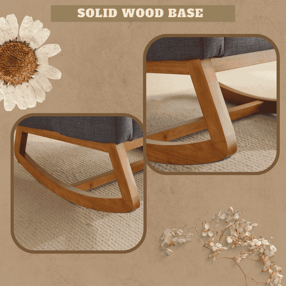 GVN Bedroom Rocking Chair Rocking Chairs & Gliders,Grey Linen Rocking Chair Nursery With Thick Headrest, Modern Nursing Rocker Glider With Curved Armrest